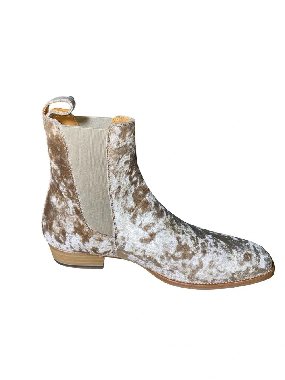 ORO LA SLIM ANKLE Reggio Velvet Chelsea Boots Taupe Brown Mens Size 6 EU39 READ